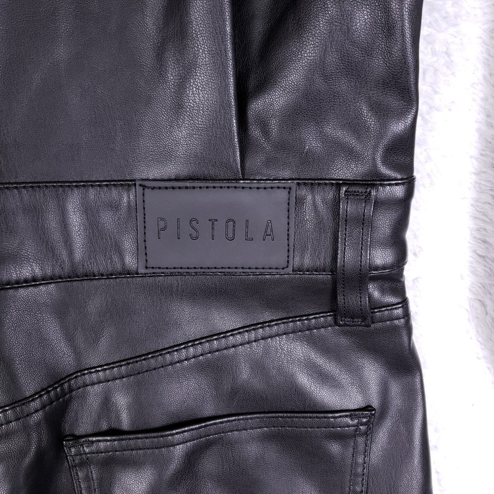 Pistola Faux Leather Dress Womens XS Long Sleeve Mini Black Vegan Utility Moto - Picture 7 of 10